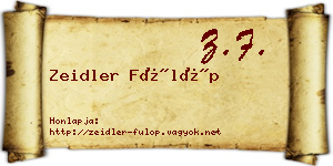 Zeidler Fülöp névjegykártya